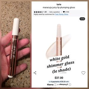 Tarte Maracuja Lip Plump in White Gold Shimmer glass